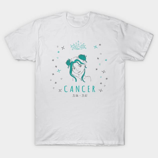 Cancer Zodiac Sign T-Shirt by lorenfmaia